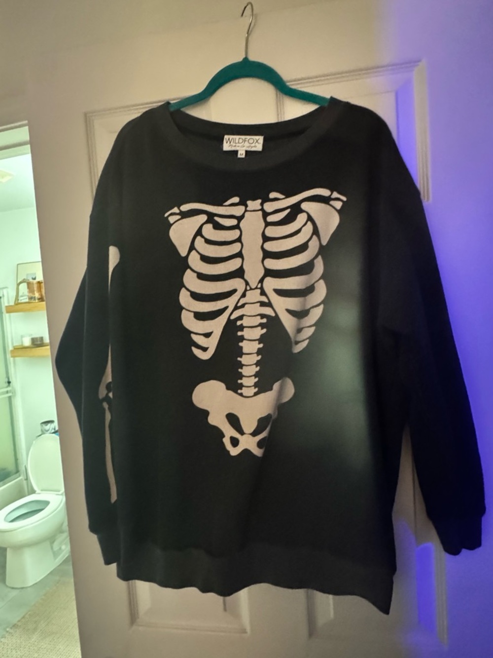 Wildfox Black Sweatshirt with White Skeleton Graphic - Picture 7 of 8